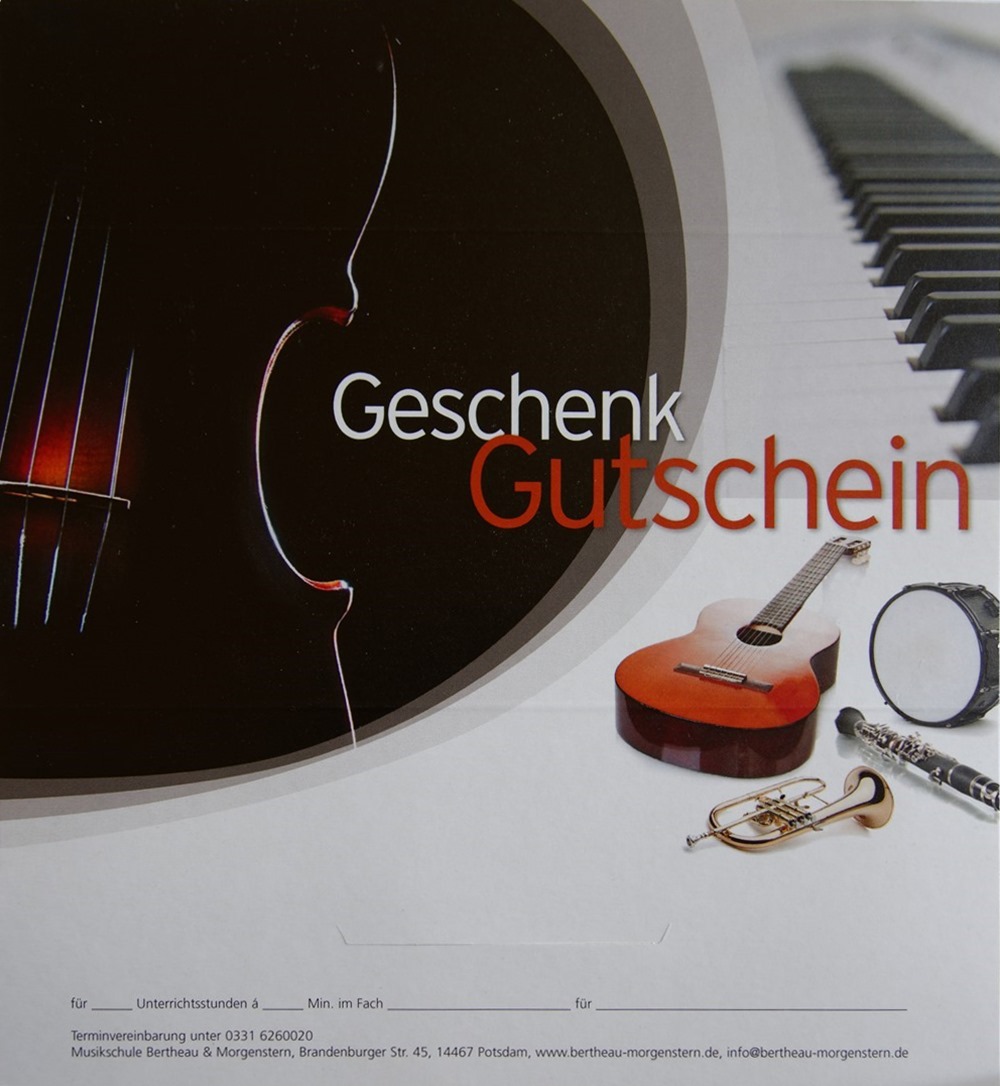 Voucher for one-to-one lessons in the music school Bertheau & Morgenstern