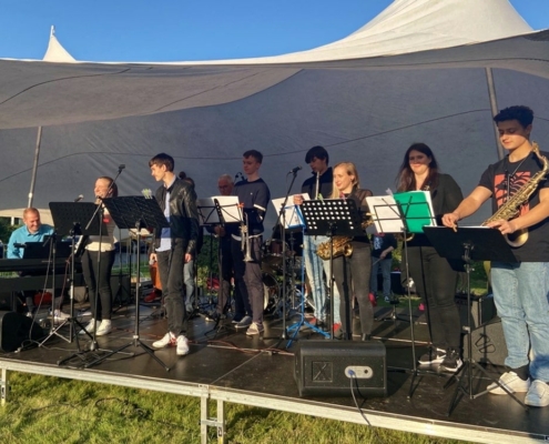 Die BigBand der Musikschule auf dem Stadtteilfest in Bornstedt am 04.09.2021